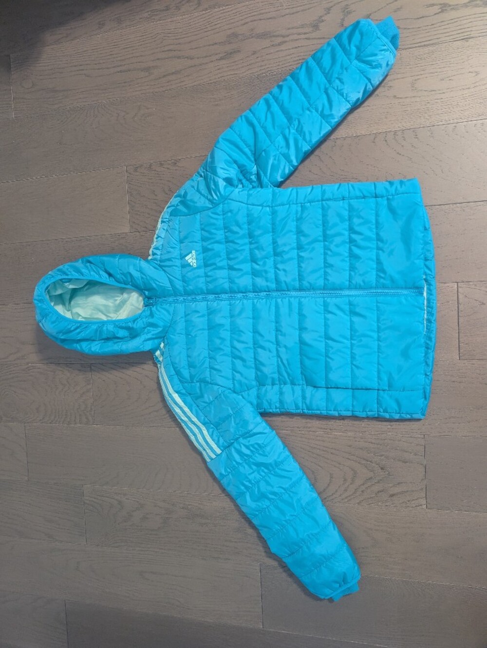 Adidas Girls' Teal Puffer Jacket with Hood